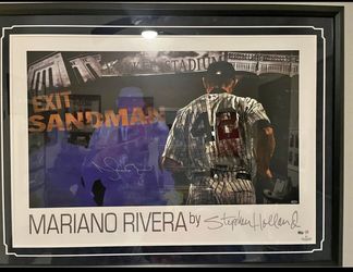 Framed signed Mariano Rivera Stephen Holland print with coa
