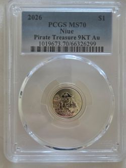 2026 Niue Pirate Treasure 9KT Gold Coin PCGS MS70