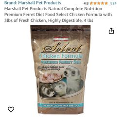 Marshall Pet Products Natural Complete Nutrition Premium Ferret Diet Food Select Chicken Formula with 3lbs of Fresh Chicken, Highly Digestible, 4 l