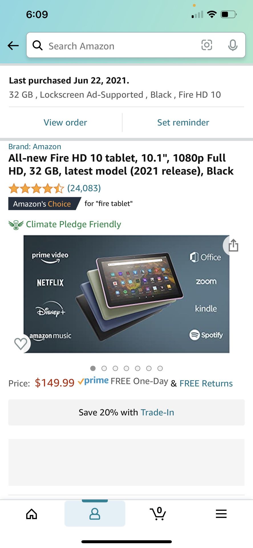 Fire HD Kindle Tablet 10.1”