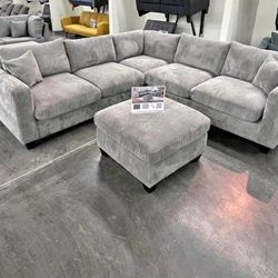 BRAND NEW 4PCS SECTIONAL SOFA SET WITH OTTOMAN AND ACCENT PILLOW INCLUDED $499