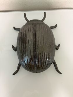 Dark Bronze Metal Beetle Sculpture