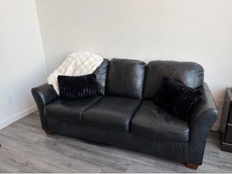 Black Leather Couch-Good Condition