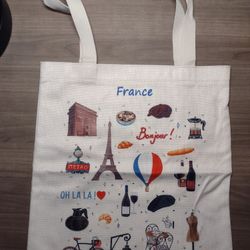 Paris,France Travel Themed Canvas Tote Bag