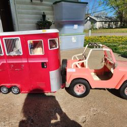 Our Generation Jeep, Horse Trailer, & Horse