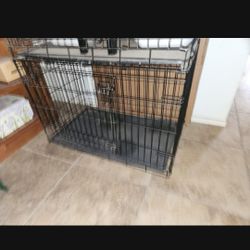 ICrate 2 Door 36 Inch Dog CRATE Black 36x23x25 with dividers