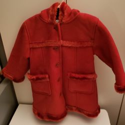 Gap 2 Girls Winter red coat fur trim hood