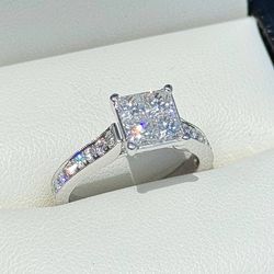 14k white gold princess cut 2 CTW diamond engagement ring size 6