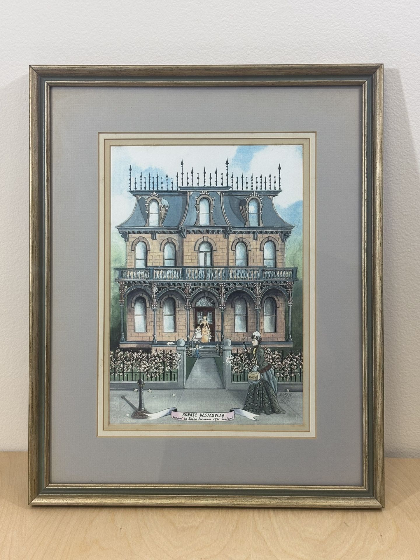 Signed Bonnie Holden Art Print 1987 “Avon Calling” Victorian Era