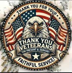 Guardian Eagle Honor Medallion — "Thank You Veterans" Wooden Wall Sign