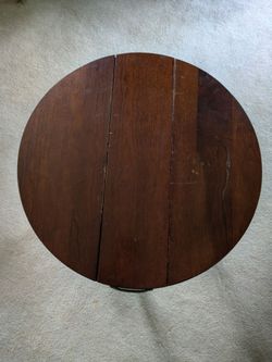 2 Vintage Wood & Brass Side Tables. Drop Leaf.  Good Condition.