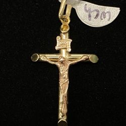 $225 Two Tone Gold Cross Crucifix Charm