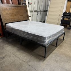 Queen Platform Bed And Mattress $240