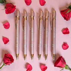 6 Pcs. Motivational Ballpoint Touch Screen Stylus Pens Rose Gold