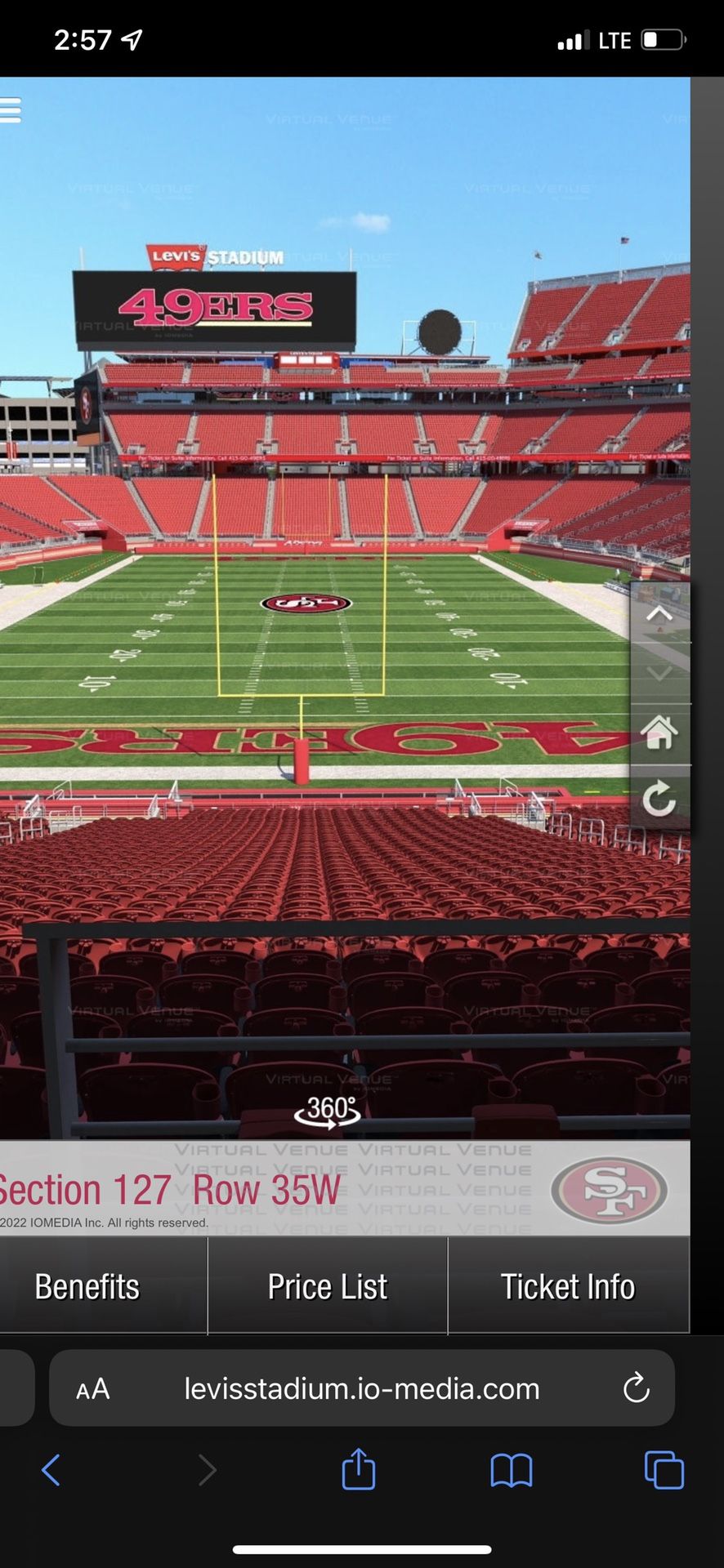 49er ADA Seats (Section 127 Row 35W Seats 7 & 8)