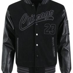 Chicago Bulls Jacket Black & Grey Size Large