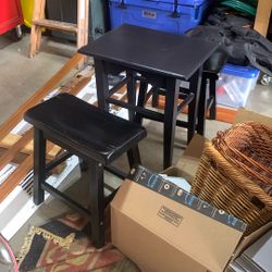 Small Black Table W/ 2 Chairs