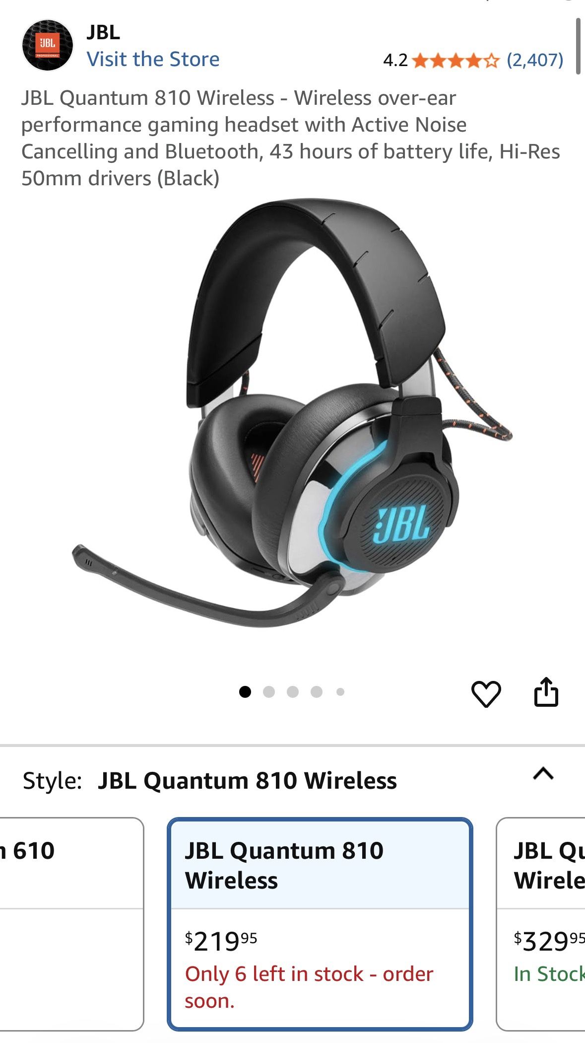 🎧 JBL Quantum 810 Wireless Gaming Headset