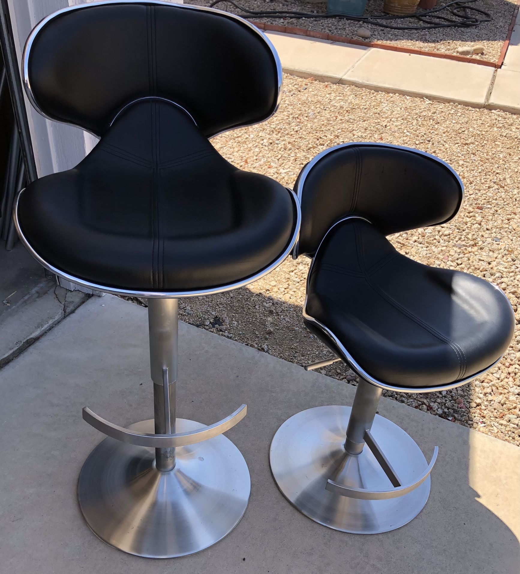 Bar stools, adjustable, swivel, black (lot Of 2, Both For $50)