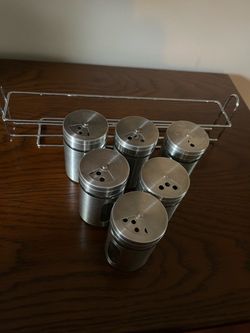 Stainless Steel Spice Jar Set with Rack