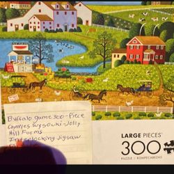 Buffalo Games 300-Piece Charles Wysocki - Jolly Hill Farms Interlocking Jigsaw Puzzle 