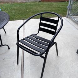 Black aluminum metal slat Restaurant stack chair cafe bistro commercial indoor arm chair