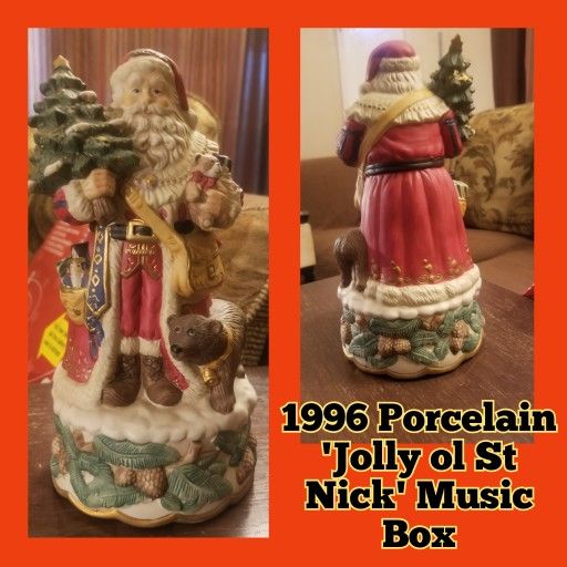 Vintage 1996 JOLLY OL' ST NICK SANTA MUSIC BOX