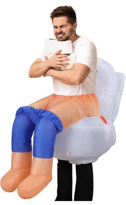 inflatable sitting on a toilet 
