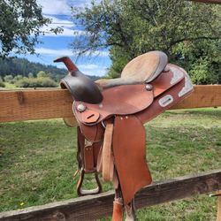 Chestnut Western Barrel Saddle with Light Chrome  & Sunflower Detail