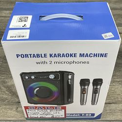 Vosco Portable Bluetooth Karaoke Speaker W/ 2 Wireless Microphone Brand New