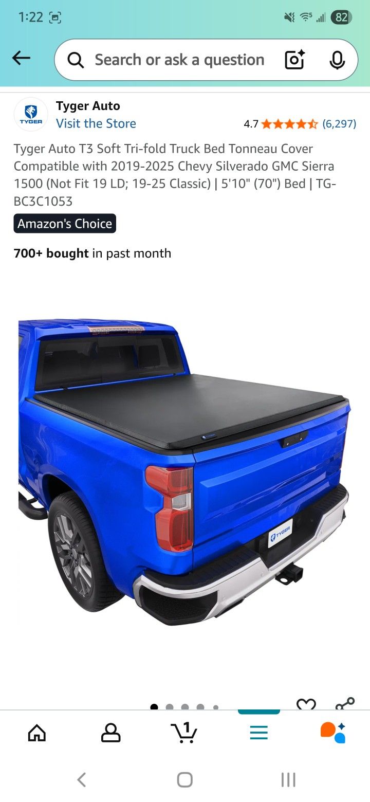 Tyger Auto Tri Fold Soft Tonneau Cover For GMC/Chevy Truck