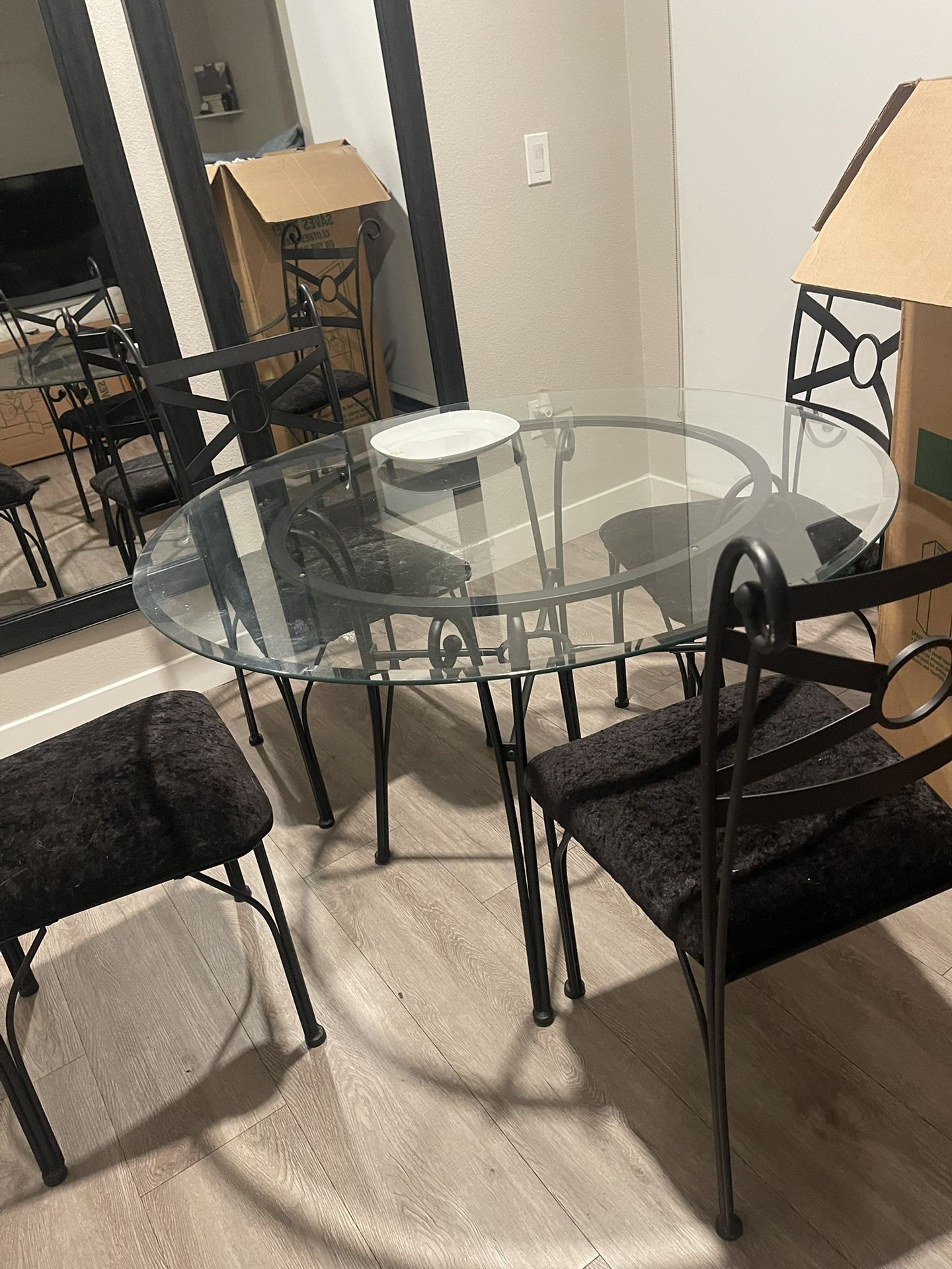 Glass Round Black Table