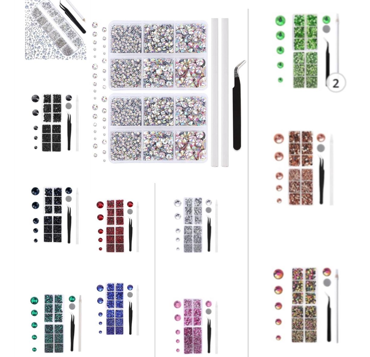 Set of 13 packs of Rhinestone gem colors for arts and crafts NIP