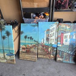 4 Canvas Beach Prints 