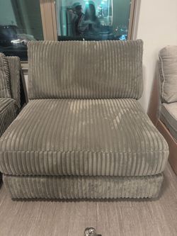 Gray Corduroy Armless Accent Chair