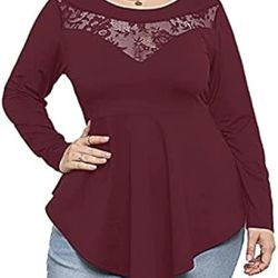 Gmiarmlas Women's Plus Size Tunic Tops Long Sleeve Asymmetric T Shirt