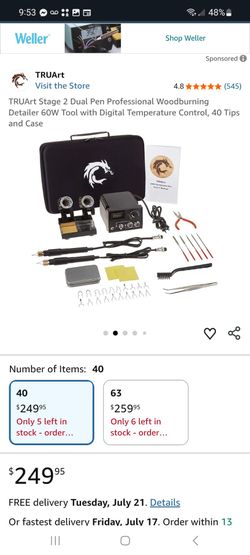 TRUArt Stage 2 Dual Pen Professional Woodburning Detailer 60W Tool $150