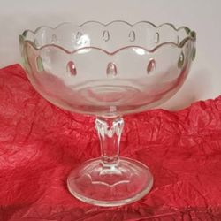 Vintage Scalloped Glass Compote / Footed Candy Dish - 7"
