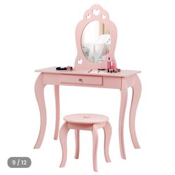 Kids Pink Vanity Set with Mirror