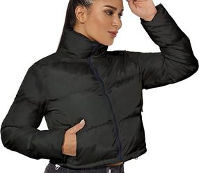 Black Crop Puffer Jacket