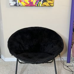 Black Faux Fur Saucer Chair 
