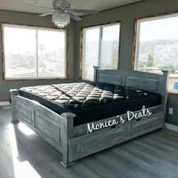 King Solid Wood Bed With Twin Trundle And Both Mattresses $1,200