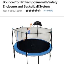 Trampoline 14ft With Basketball Hoop 