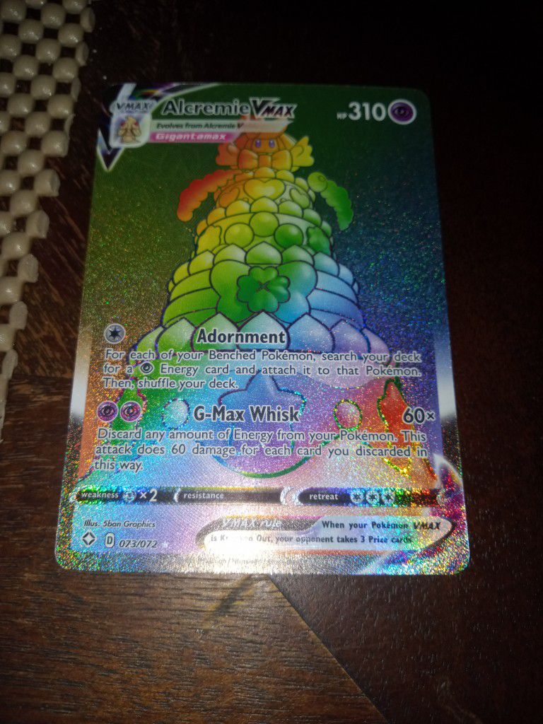 Alcreamie Vmax Rainbow Pokemon Card