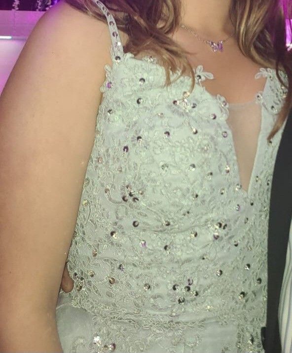 Light Gray Dama, Prom, Cocktail Dress Size 8