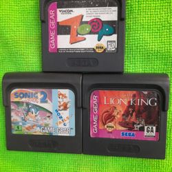 Lot Of 3 Sega GameGear Games ( Zoop - The Lion King - Sonic the Hedgehog 2 ) -- Authentic Vintage Video Game Cartridge