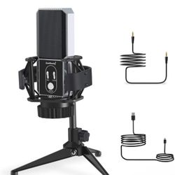 Microphone for Computer&Phone, Condenser PC Gaming USB 3.5mm Mic