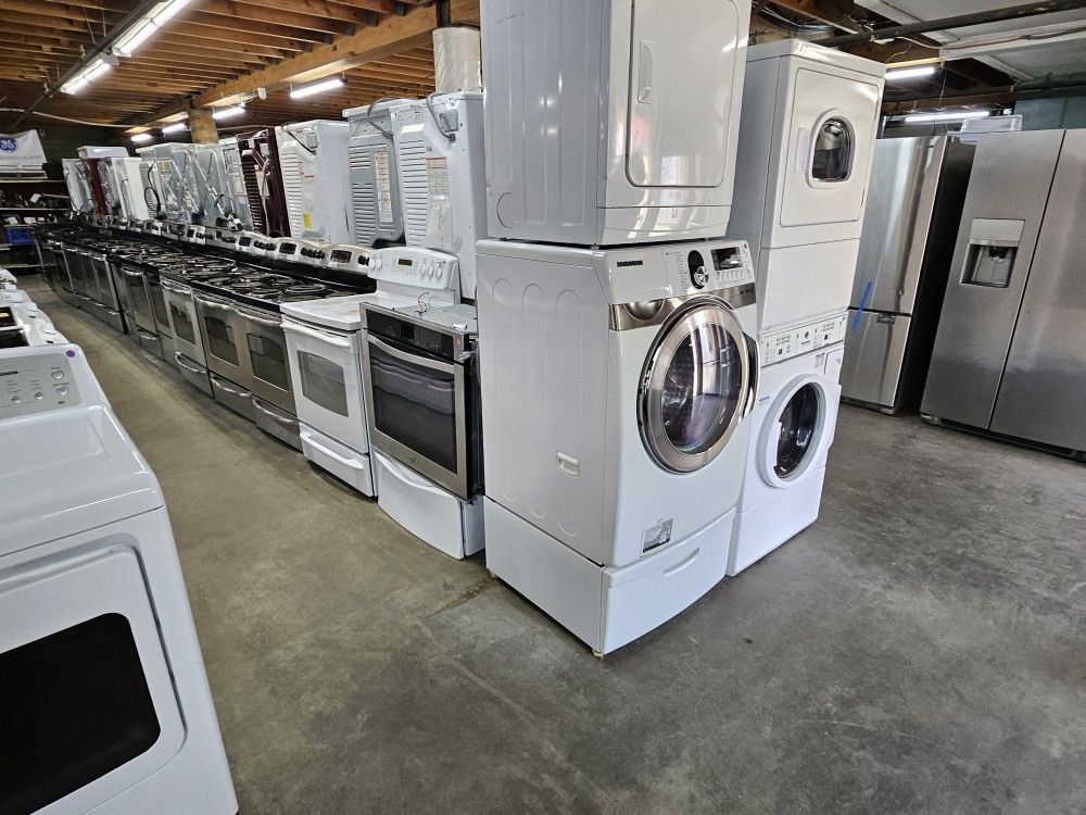 Huge Liquidation Sale Store Full Of Nice Gently Used Certified Refurbish Reconditioned Washer Dryer Fridge Stove Oven Stackable Free Warranty