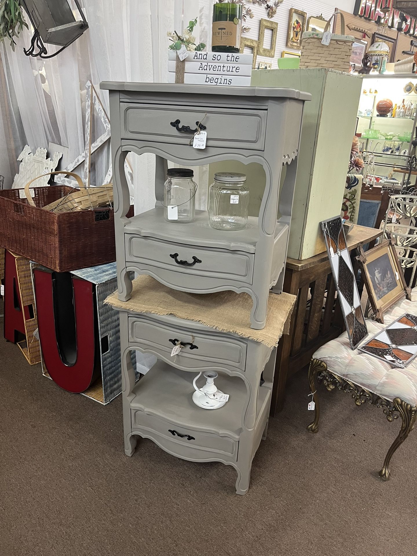 Gray Bedside Table Nightstand - $79 Each