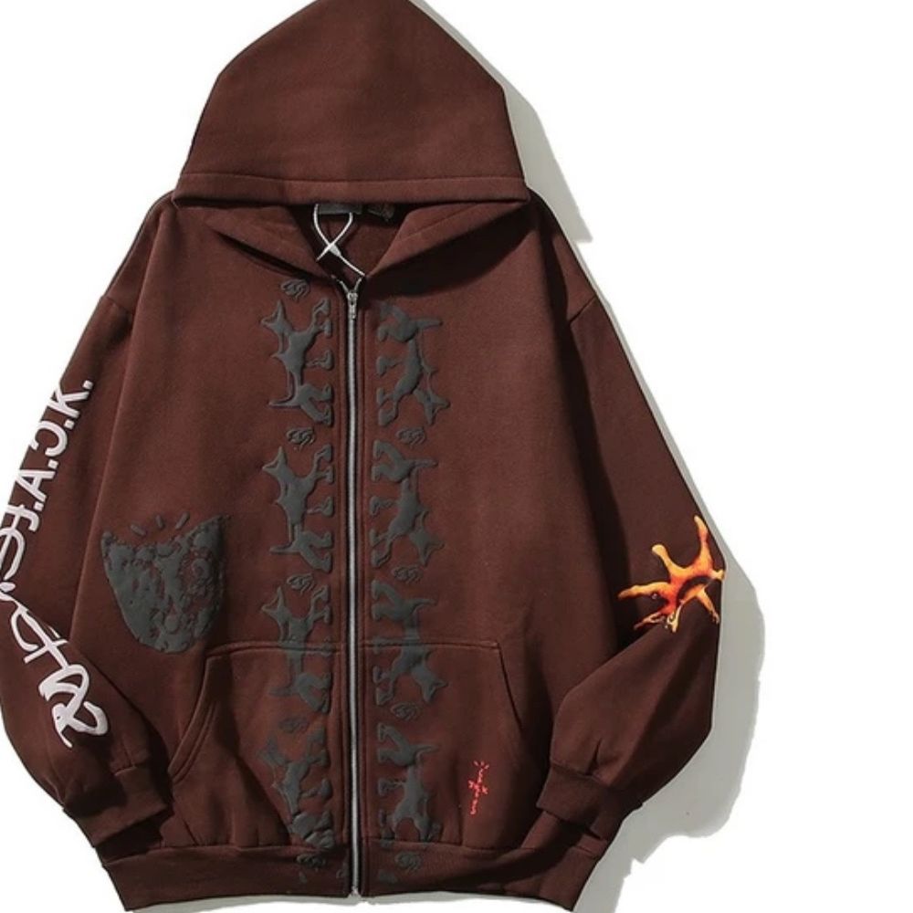 パーカー・フーディ Travis Scott Reverse Dog Zip Up Hoodie Travis Scott Reverse Dog Zip Up Hoodie 'Brown' CJFN-SS81